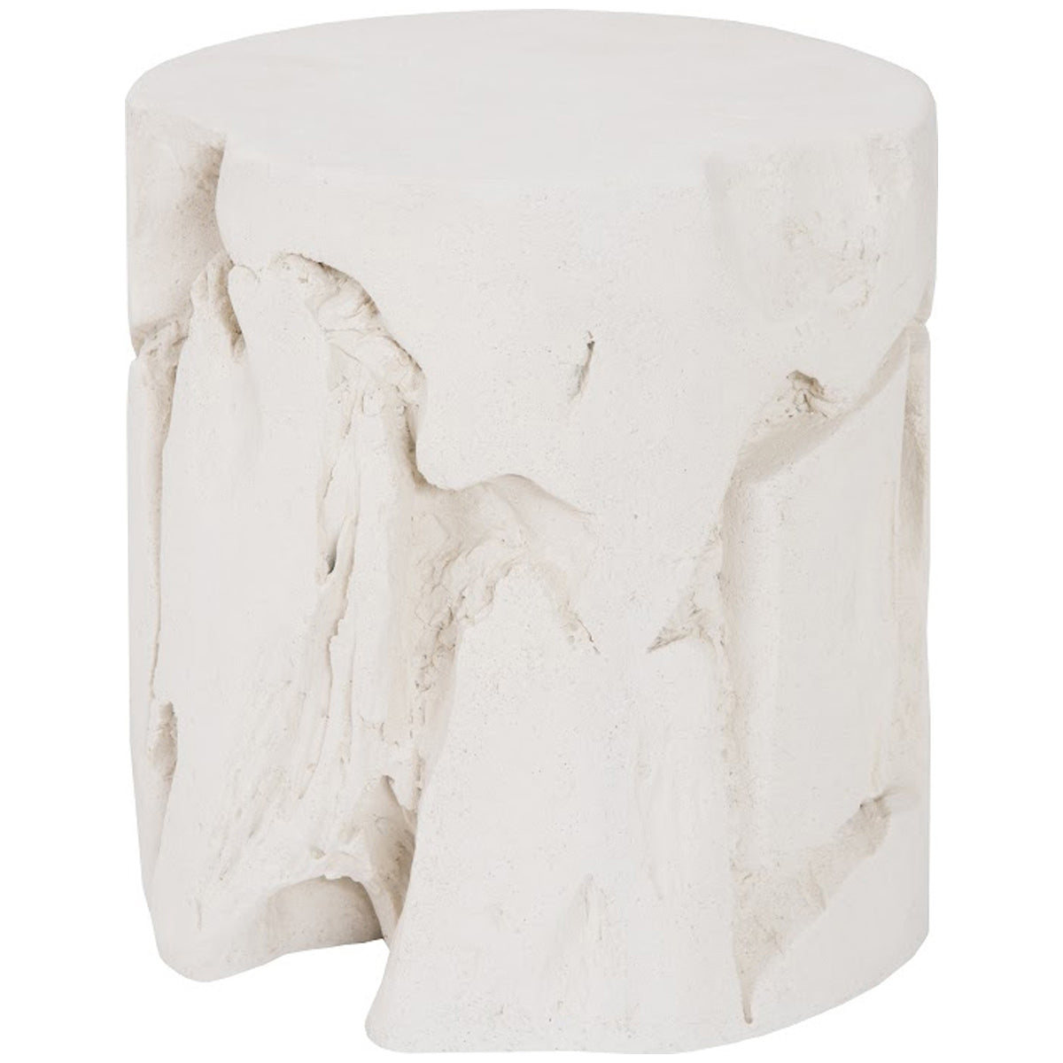 Phillips Collection Slice Round White Stone Outdoor Stool