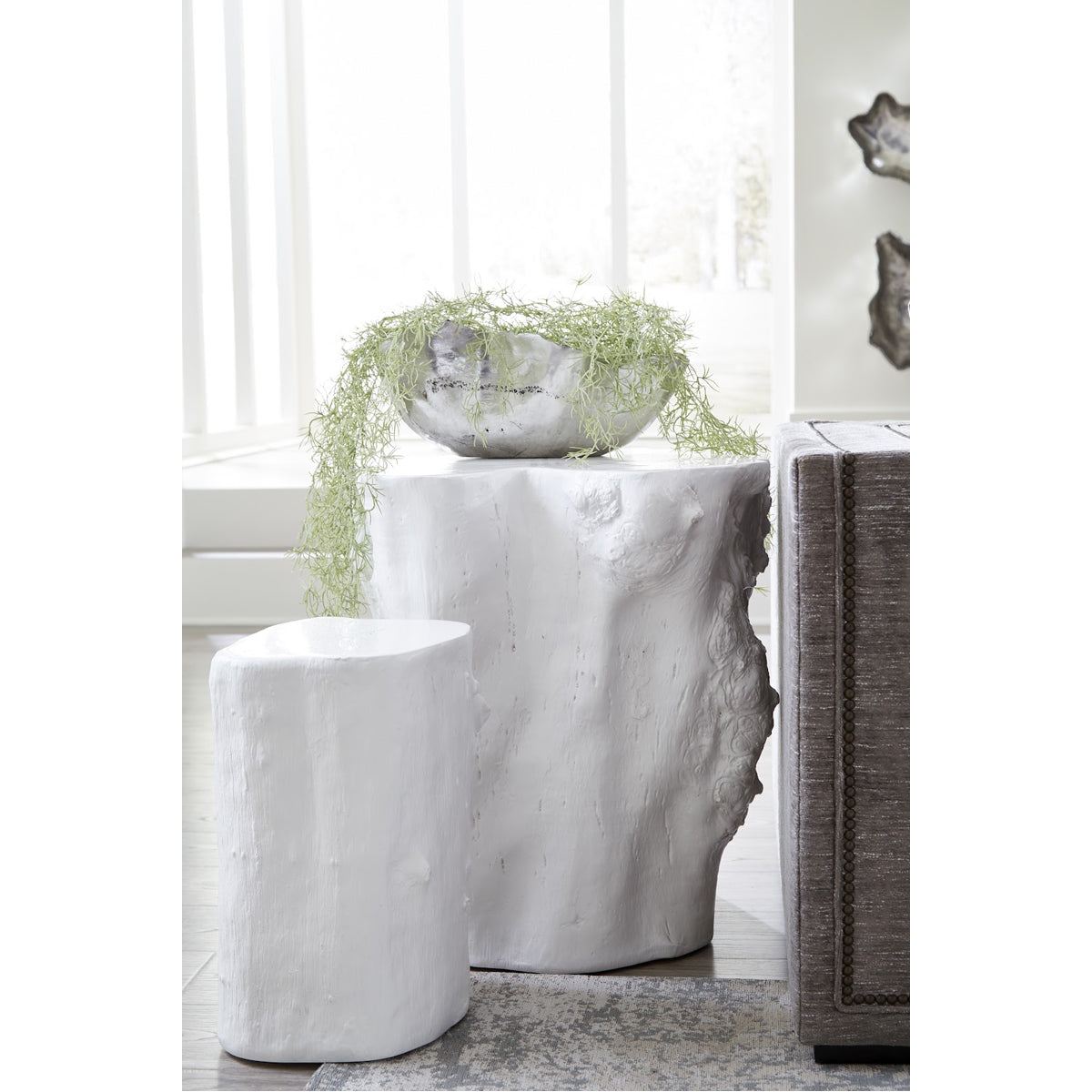 Phillips Collection Log Small White Stool