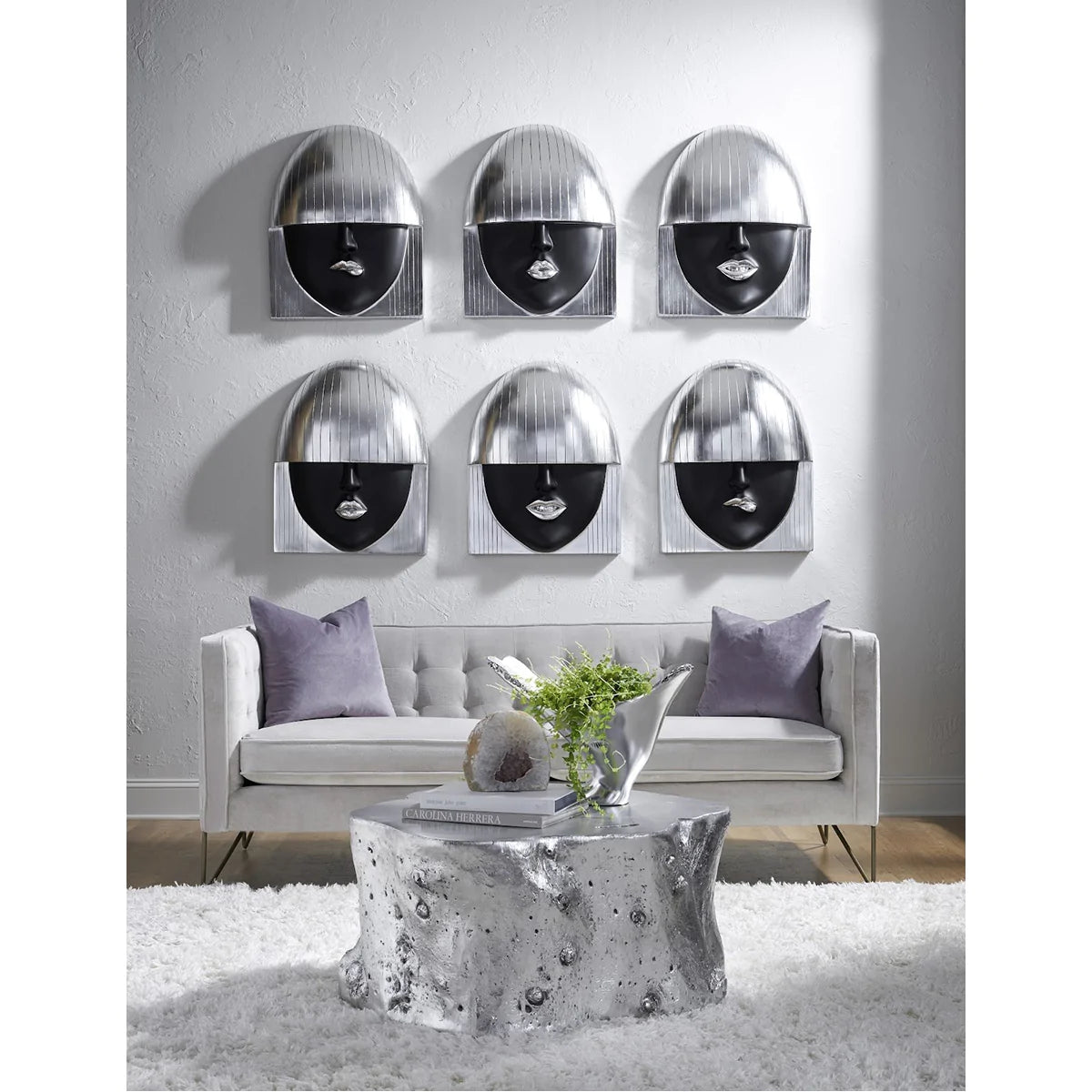 Phillips Collection Fashion Faces Large Pout Black and Silver Wall Art