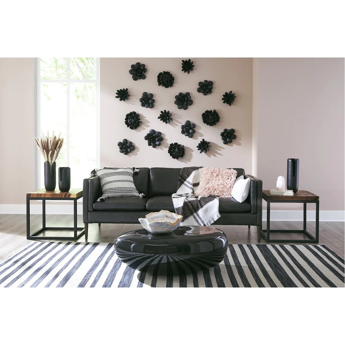 Phillips Collection Topsy Turvy Smooth Black Succulent Wall Art