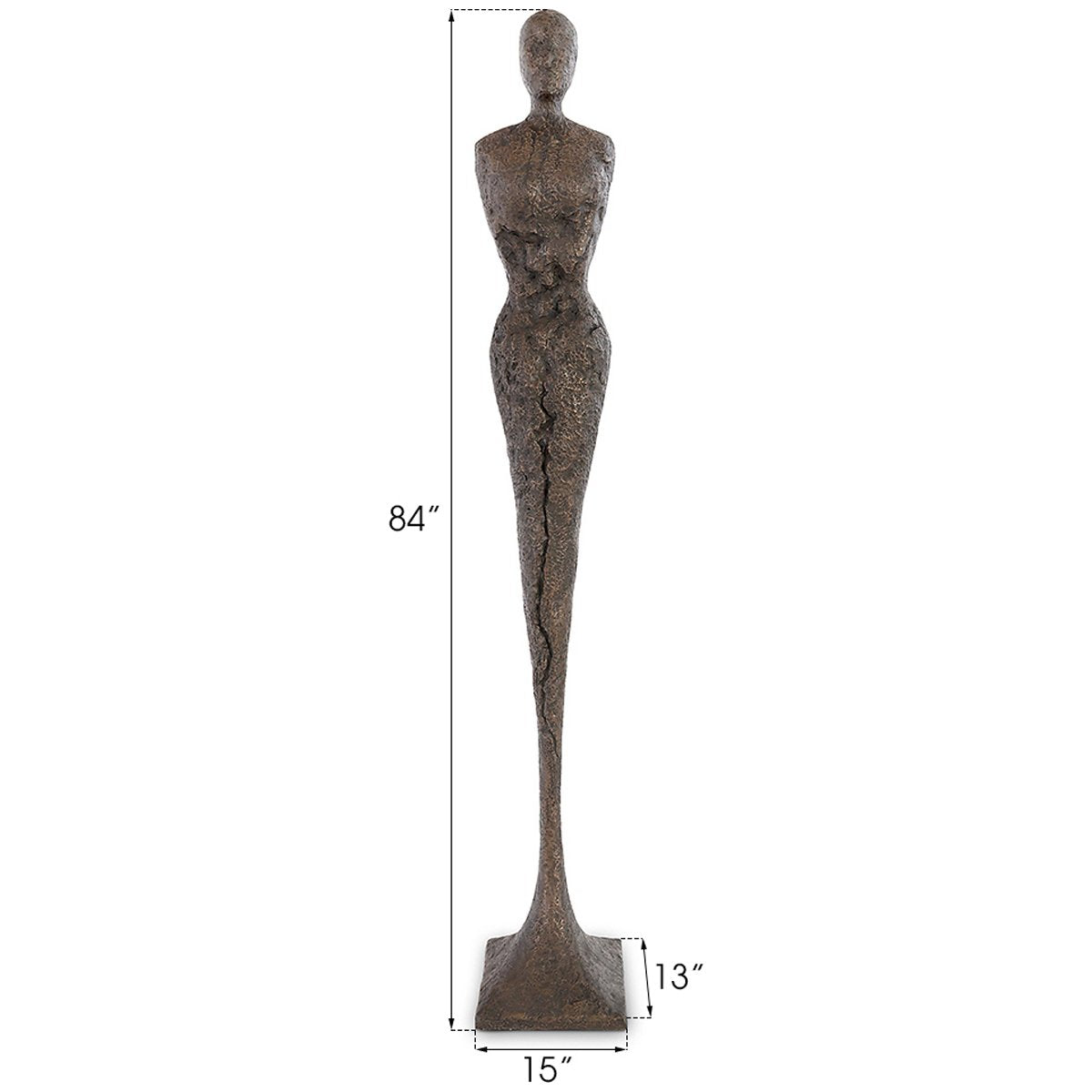 Phillips Collection Tall Chiseled Female Sculpture, Bronze