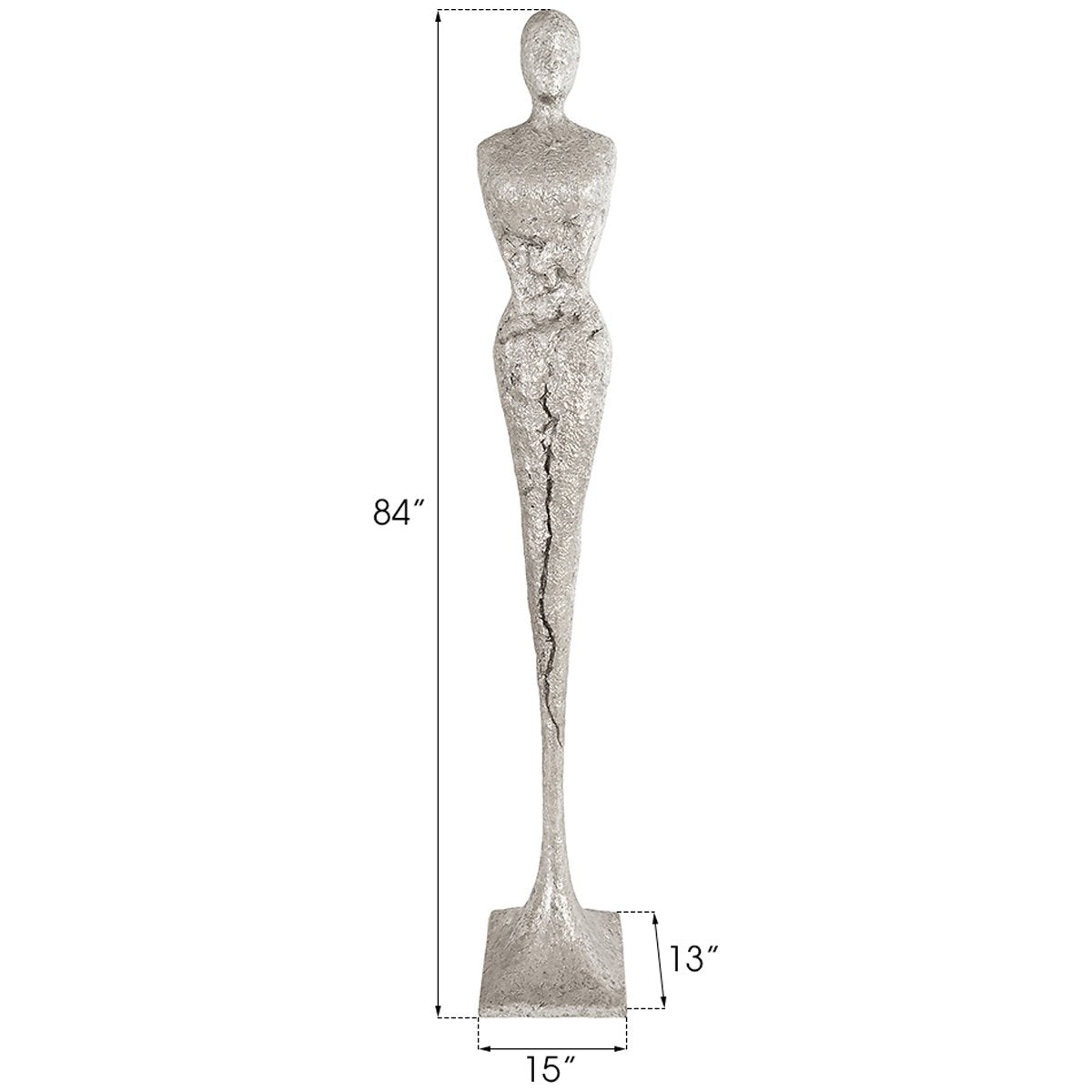 Phillips Collection Tall Chiseled Female Sculpture, Silver Leaf