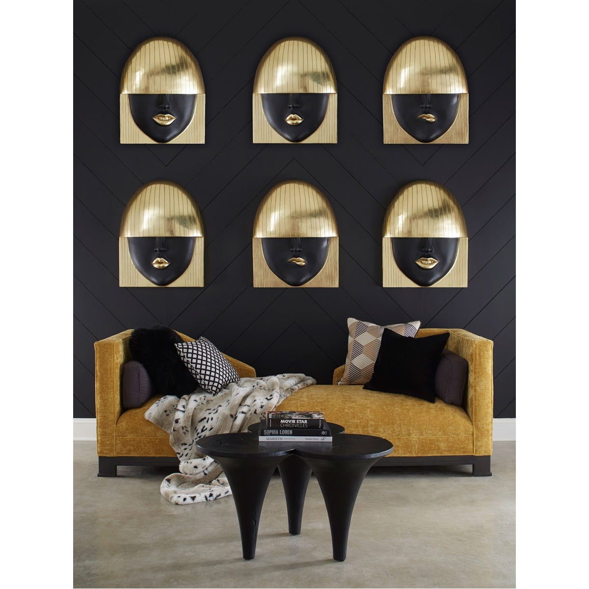 Phillips Collection Fashion Faces Pout Black and Gold Wall Art