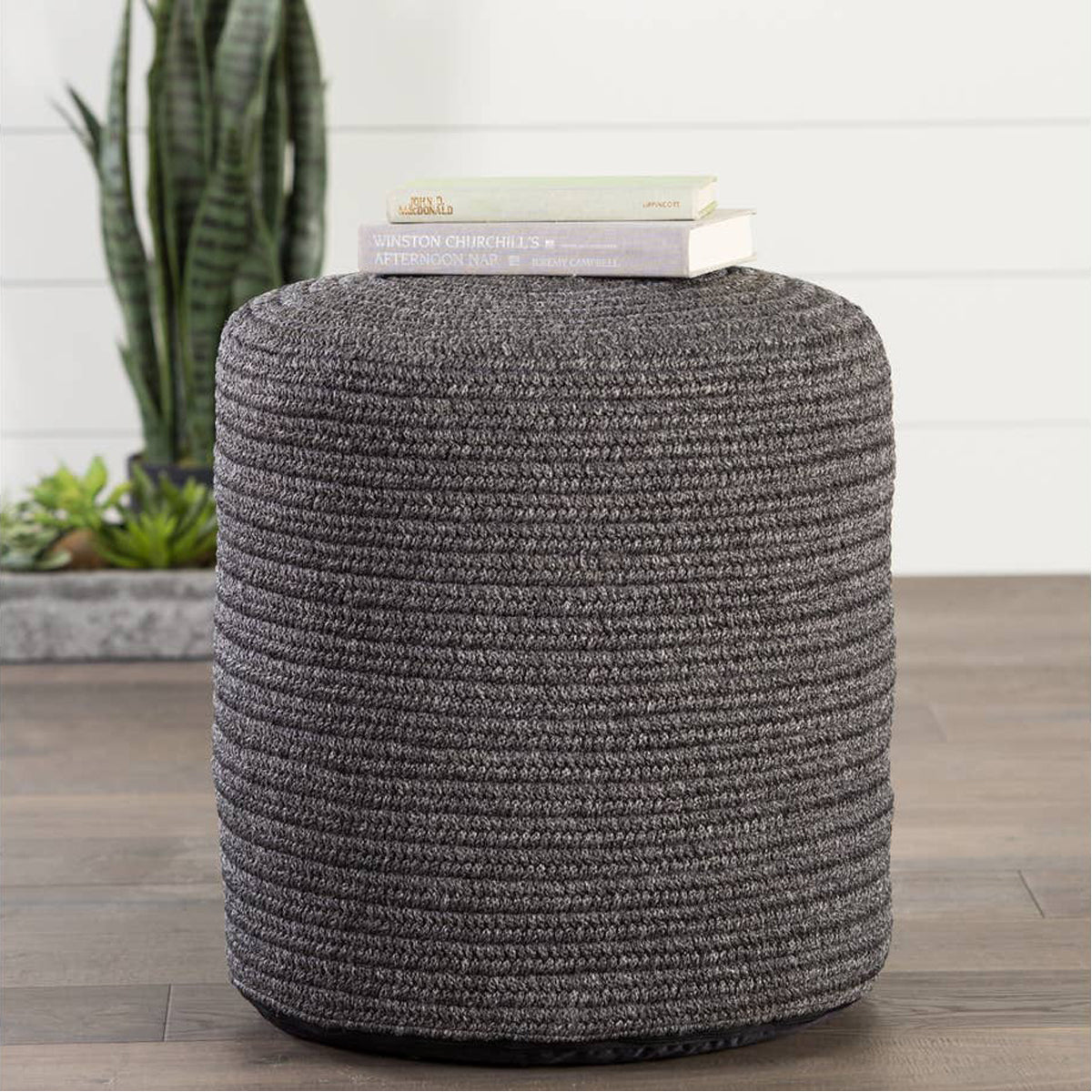 Jaipur Montauk Bridgehampton Solid Dark Gray MOT01 Pouf