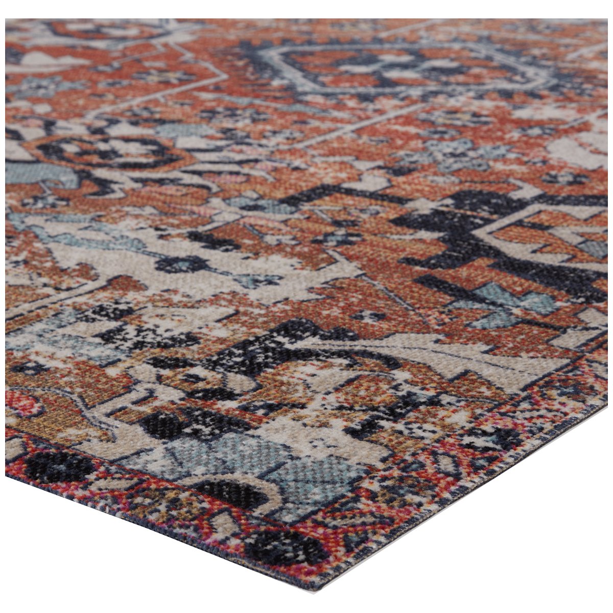 Jaipur Polaris Ansilar Medallion Floral Orange Blue POL27 Rug