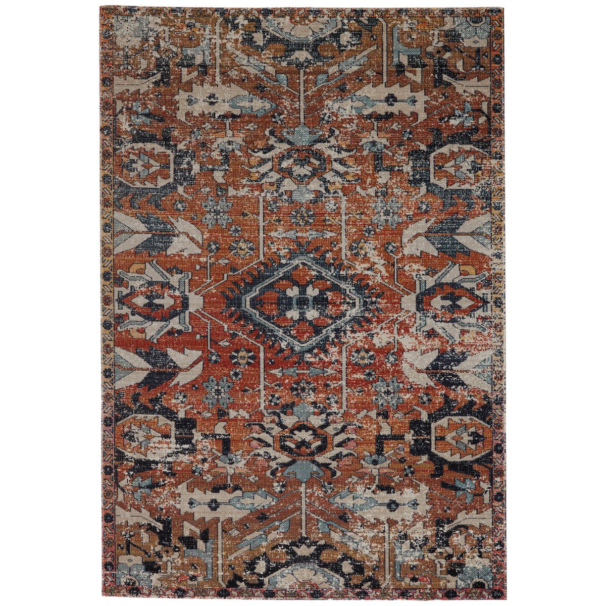 Jaipur Polaris Ansilar Medallion Floral Orange Blue POL27 Rug