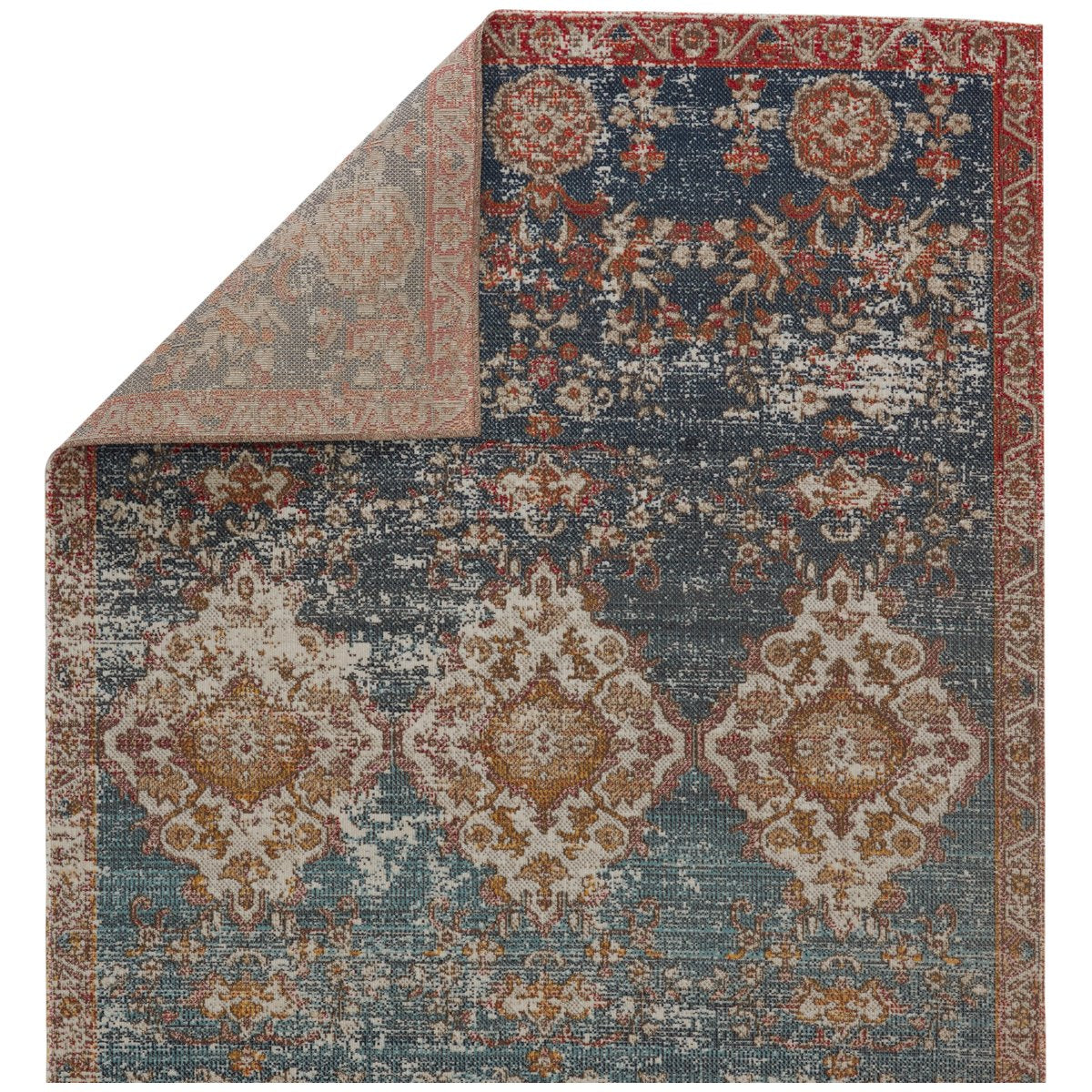 Jaipur Polaris Freemond Medallion Floral Blue Red POL28 Rug