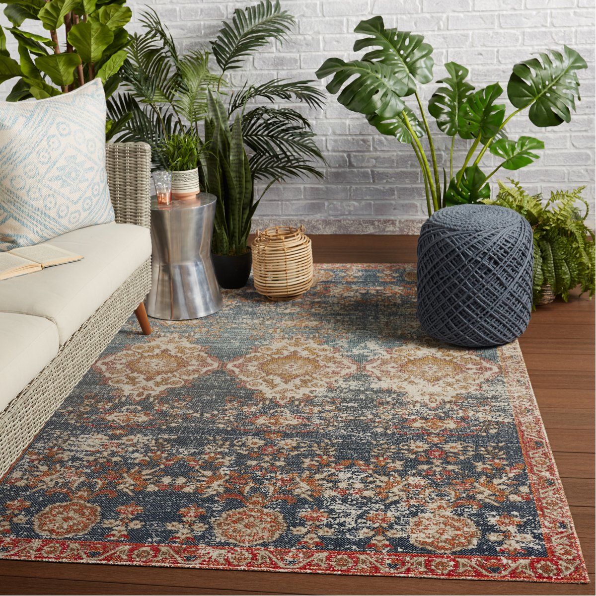 Jaipur Polaris Freemond Medallion Floral Blue Red POL28 Rug