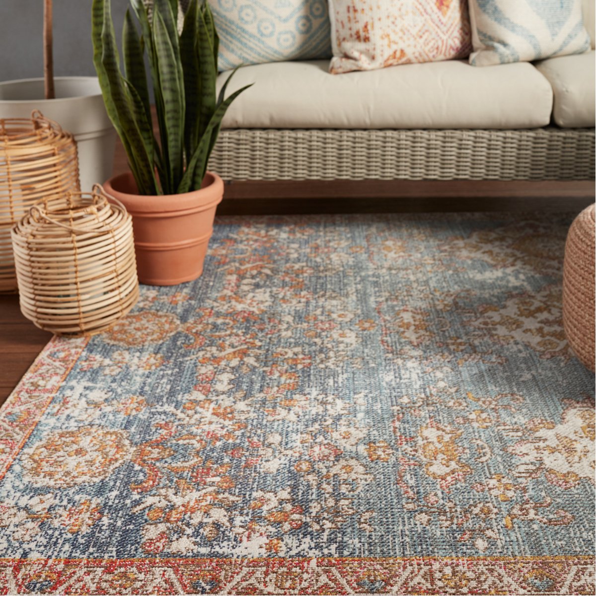 Jaipur Polaris Freemond Medallion Floral Blue Red POL28 Rug