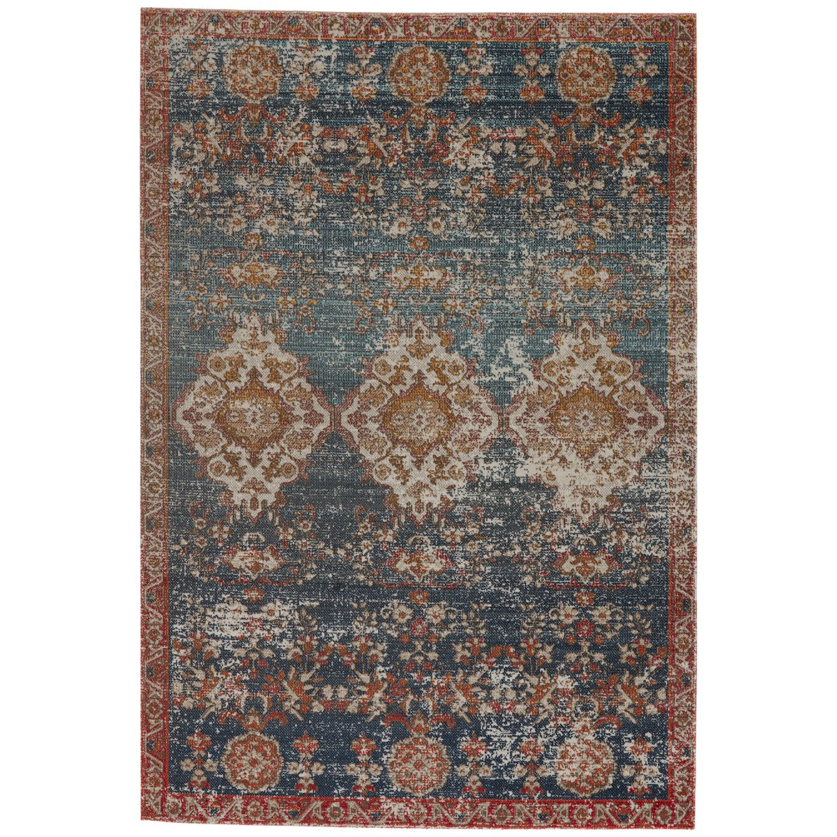 Jaipur Polaris Freemond Medallion Floral Blue Red POL28 Rug