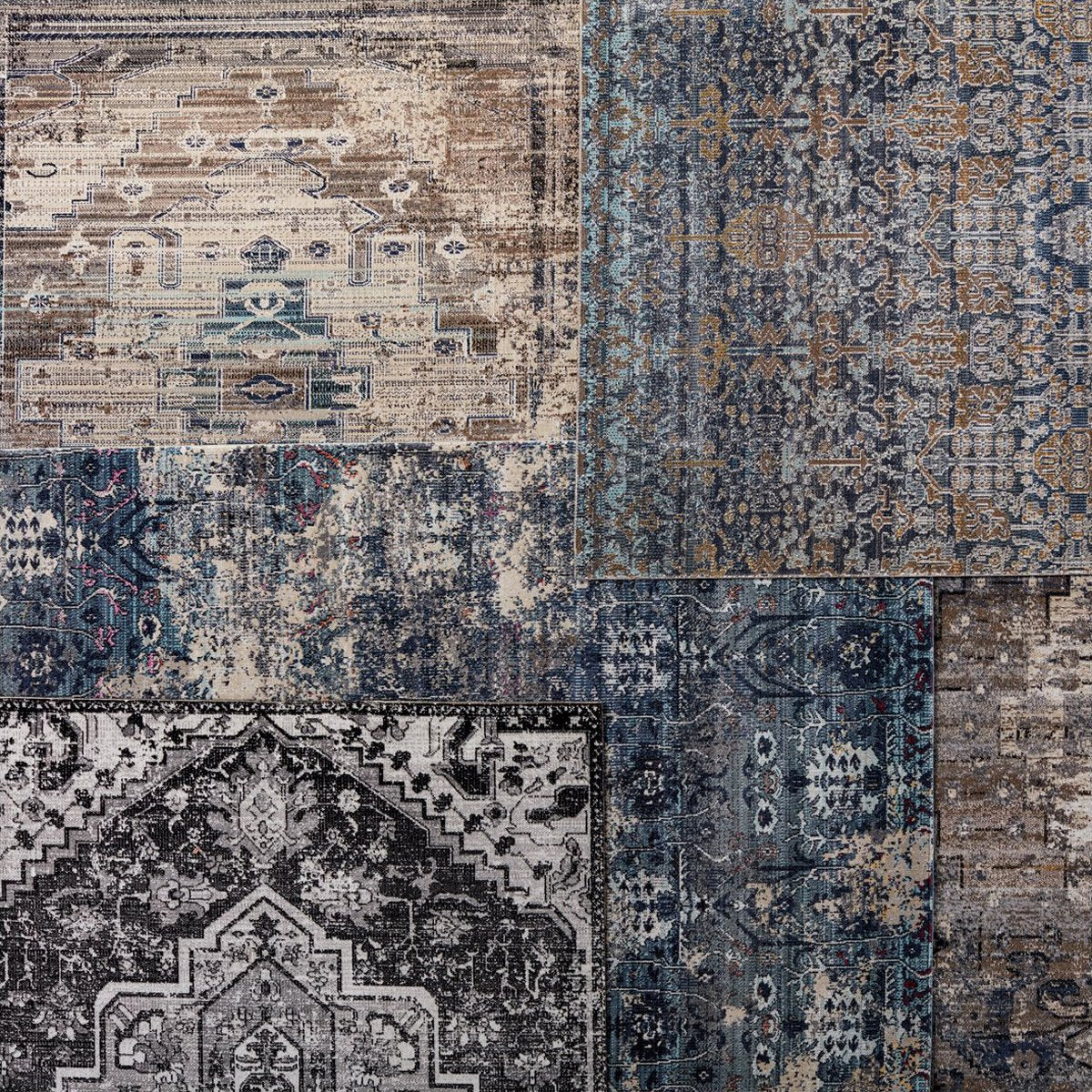 Jaipur Polaris Bodega Trellis Floral Dark Blue Gold POL31 Rug