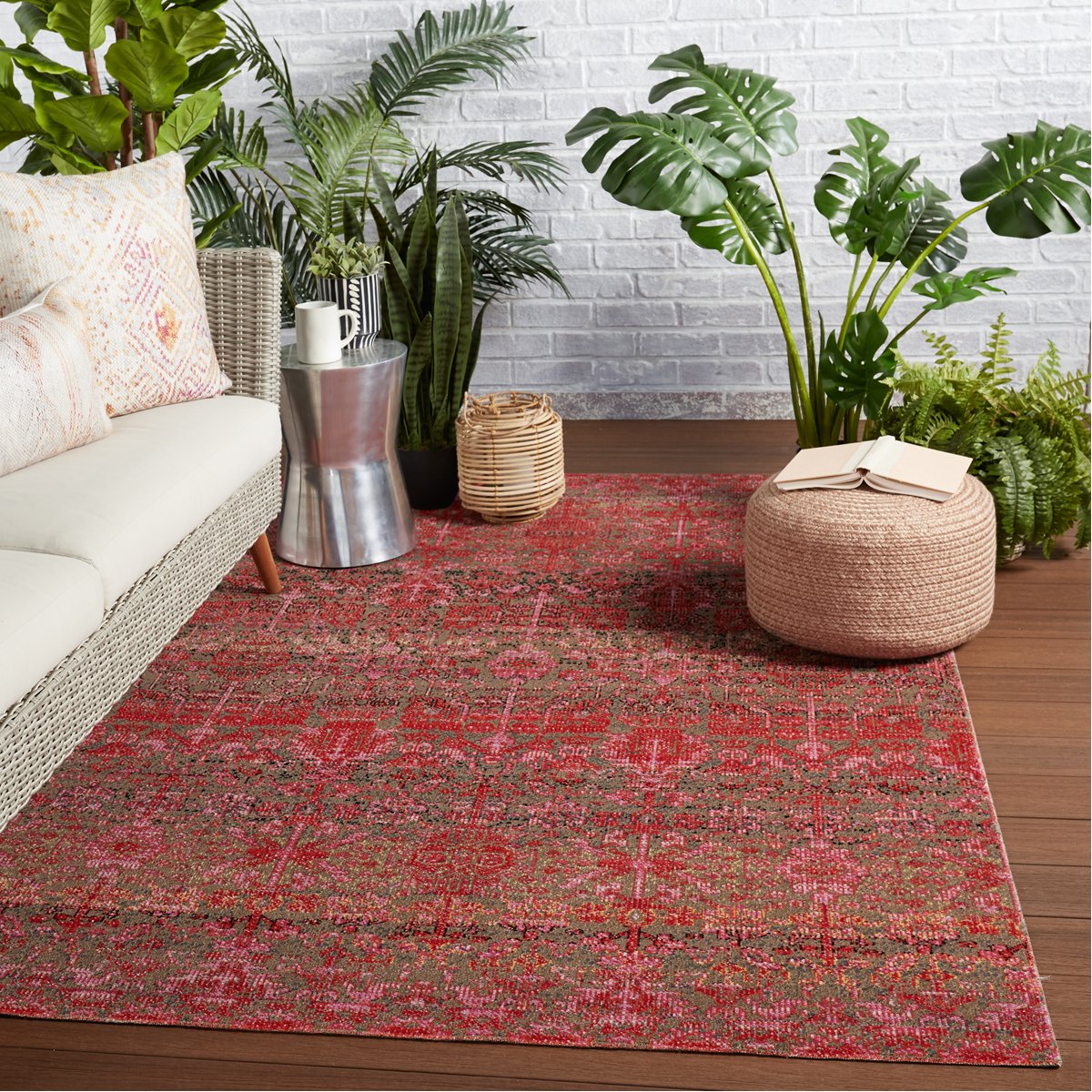 Jaipur Polaris Bodega Trellis Floral Red Taupe POL32 Rug