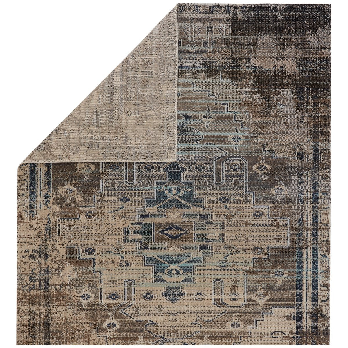 Jaipur Polaris Cicero Medallion Tribal Taupe Blue POL41 Rug