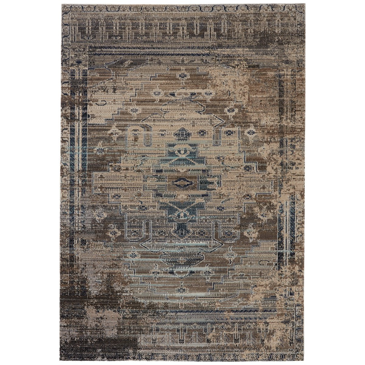 Jaipur Polaris Cicero Medallion Tribal Taupe Blue POL41 Rug