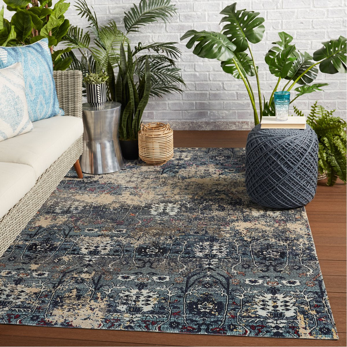 Jaipur Polaris Genesee Trellis Floral Blue Beige POL47 Rug