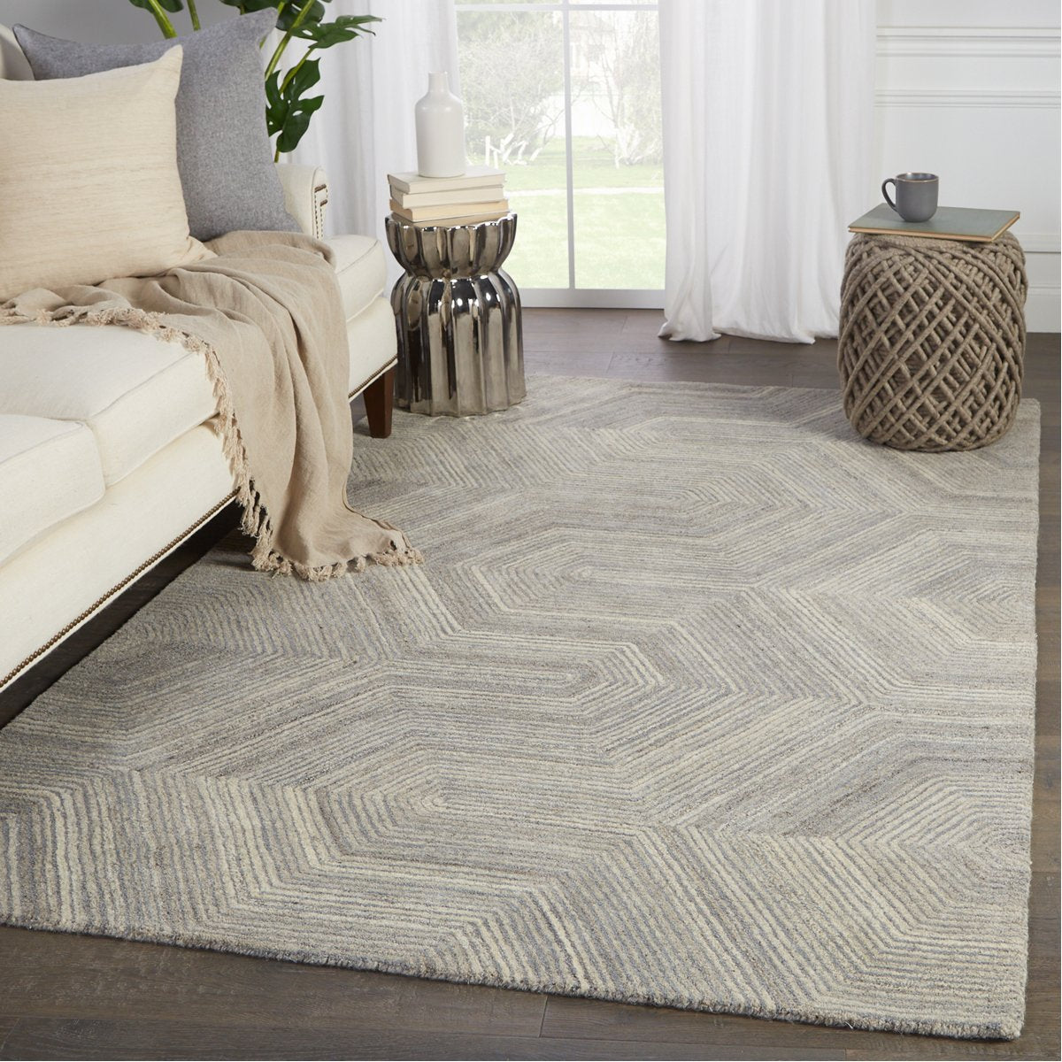 Jaipur Pathways by Verde Home Rome Geometric Gray PVH04 Rug