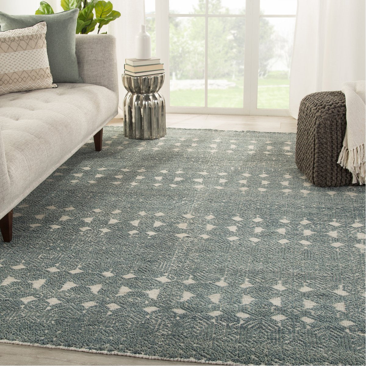 Jaipur Reign Abelle Medallion Geometric Teal Light Gray REI12 Rug