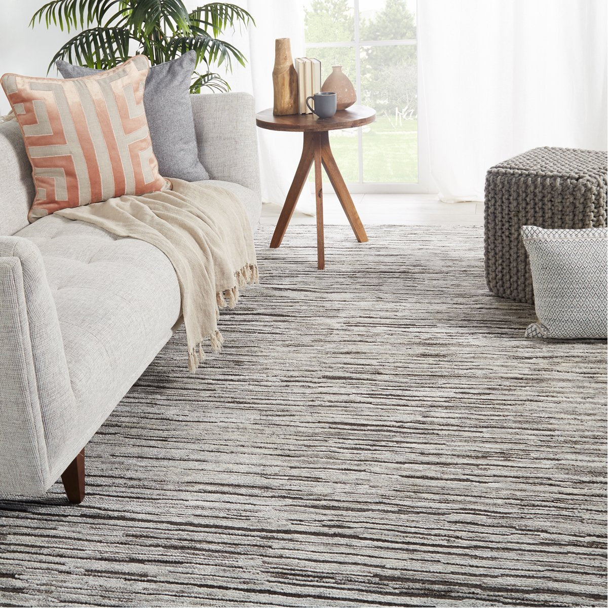 Jaipur Reign Ramsay Stripes Dark Gray Ivory REI13 Rug