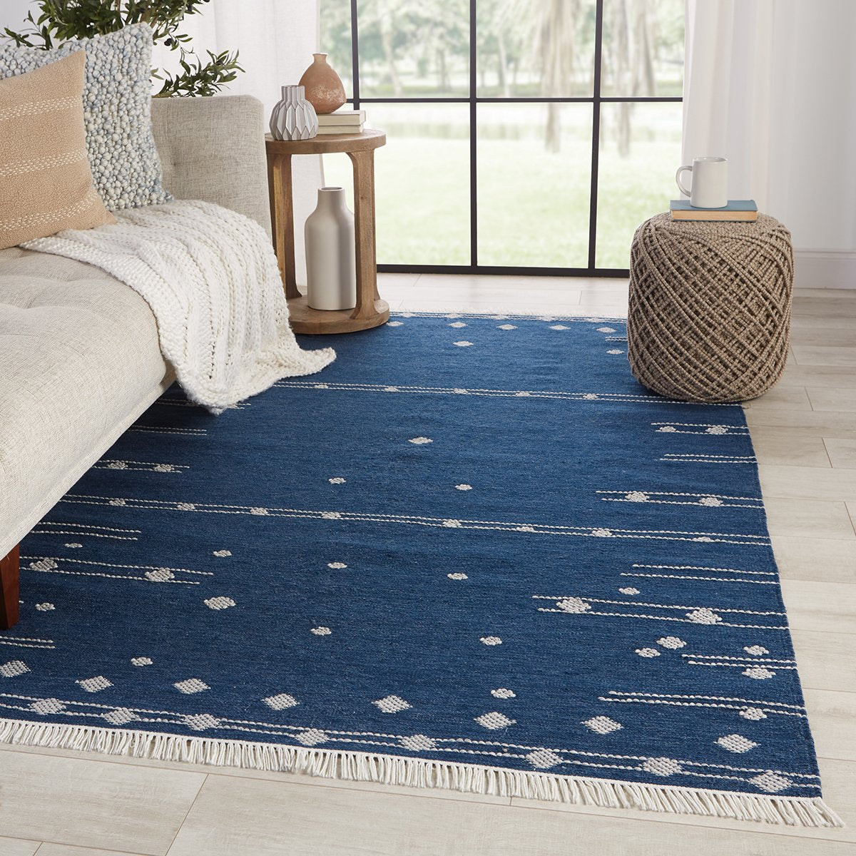 Jaipur Revelry Calli Geometric Tribal Blue White RVR02 Rug