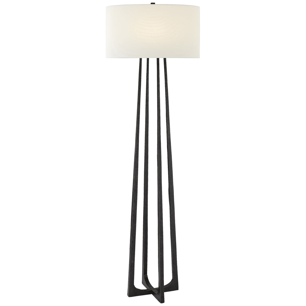 Visual Comfort Scala Large Hand-Forged Floor Lamp with Linen Shade