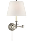 Visual Comfort Candlestick Swing Arm Sconce with Linen Shade