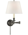 Visual Comfort Candlestick Swing Arm Sconce with Linen Shade