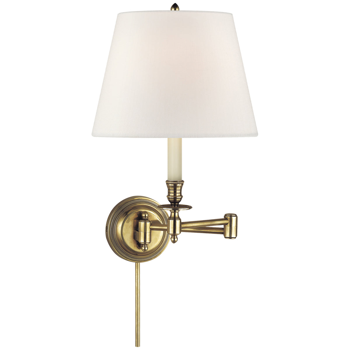 Visual Comfort Candlestick Swing Arm Sconce with Linen Shade