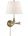 Visual Comfort Candlestick Swing Arm Sconce with Linen Shade