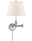 Visual Comfort Candlestick Swing Arm Sconce with Linen Shade