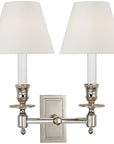 Visual Comfort French Double Library Sconce with Linen Shades