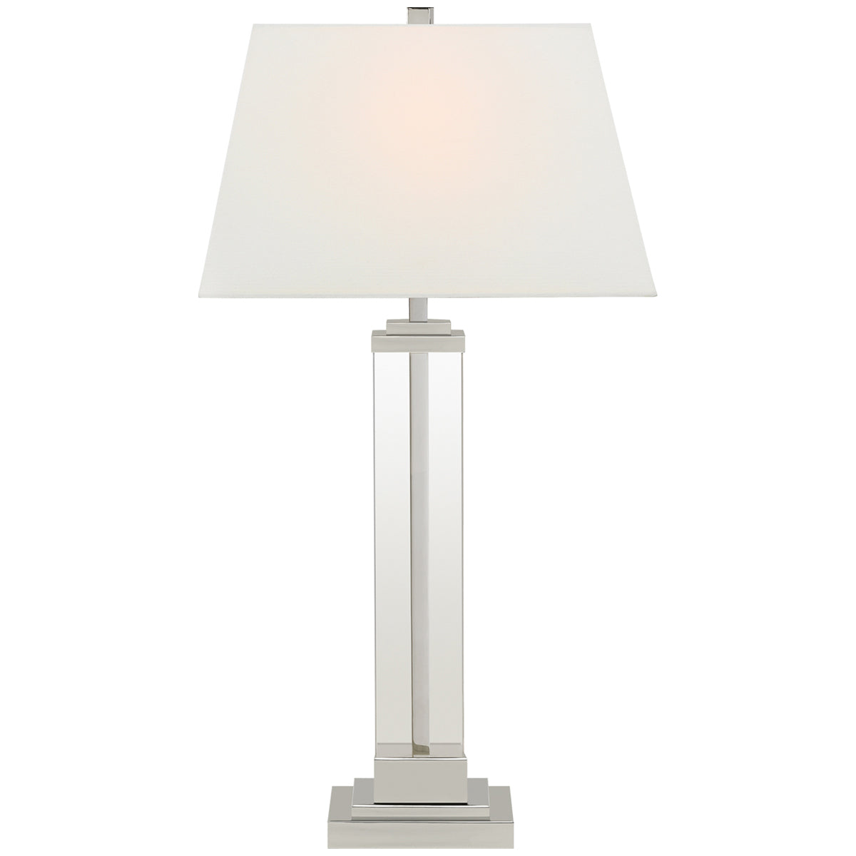 Visual Comfort Wright Table Lamp with Linen Shade and Glass