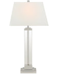 Visual Comfort Wright Table Lamp with Linen Shade and Glass