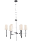 Visual Comfort Grenol Medium Modern Bamboo Chandelier with Linen Shade