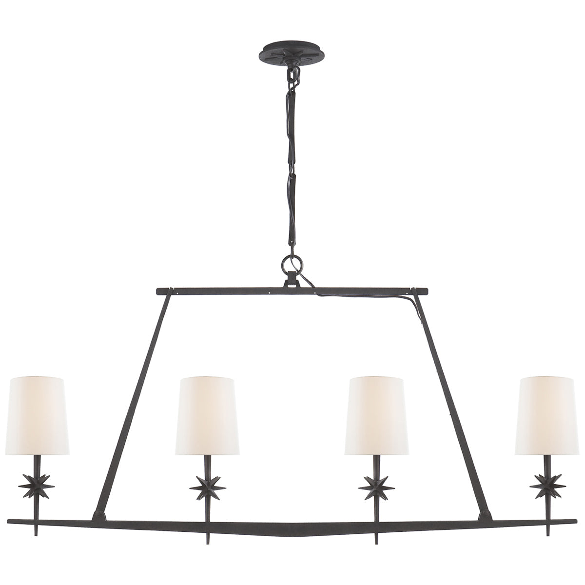 Visual Comfort Etoile Linear Chandelier with Linen Shades