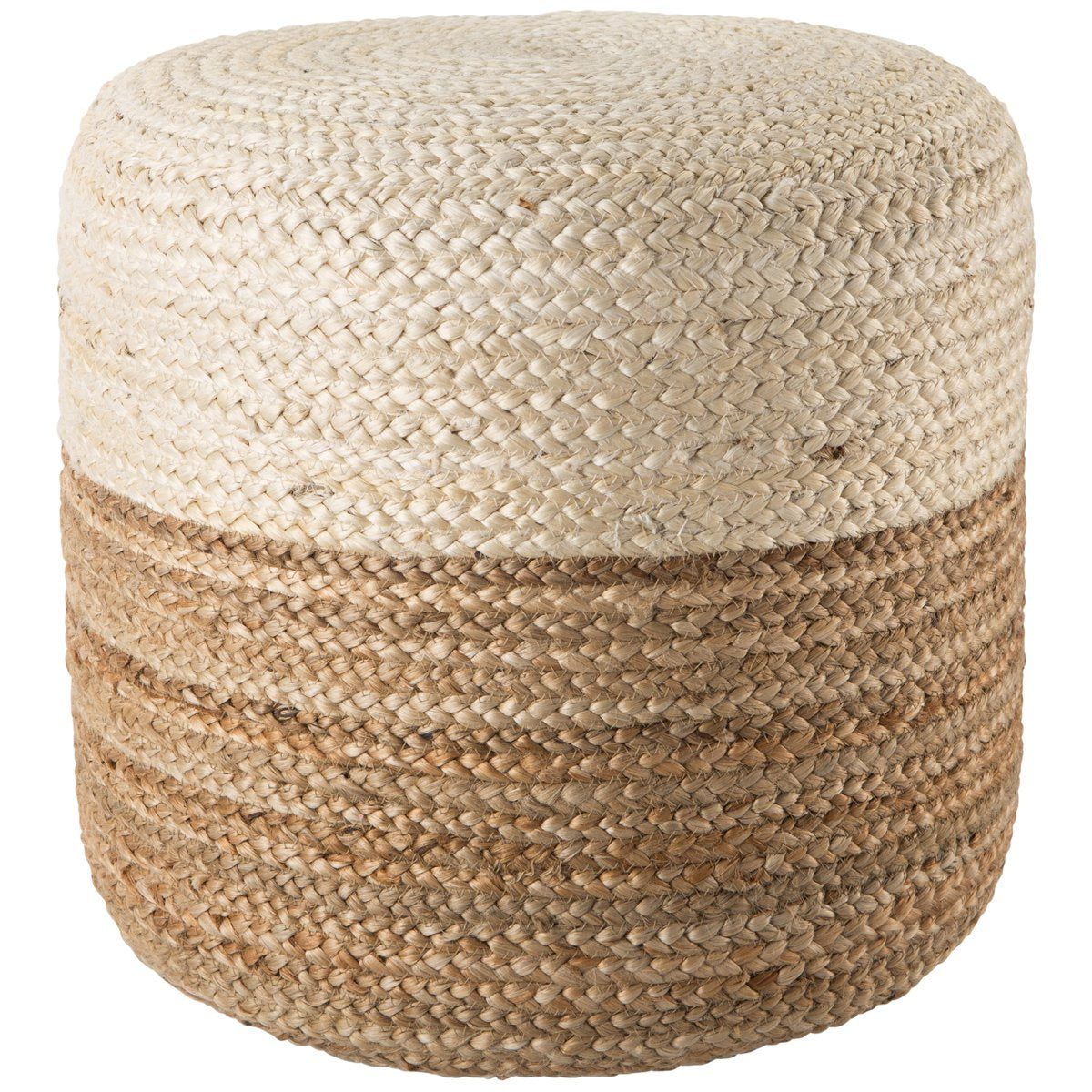 Jaipur Saba Oliana Ombre Stripes White Beige SAA19 Cylinder Pouf