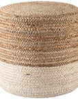 Jaipur Saba Oliana Ombre Stripes White Beige SAA19 Cylinder Pouf