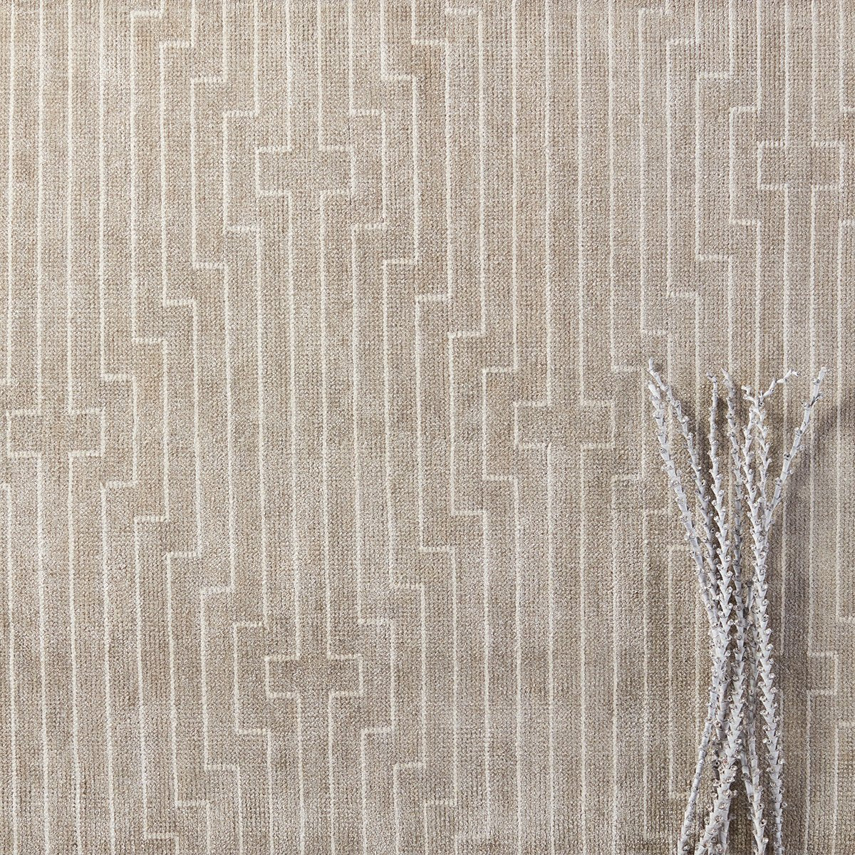 Jaipur Satellite Alloy Stripes Geometric Light Taupe White SAT08 Rug