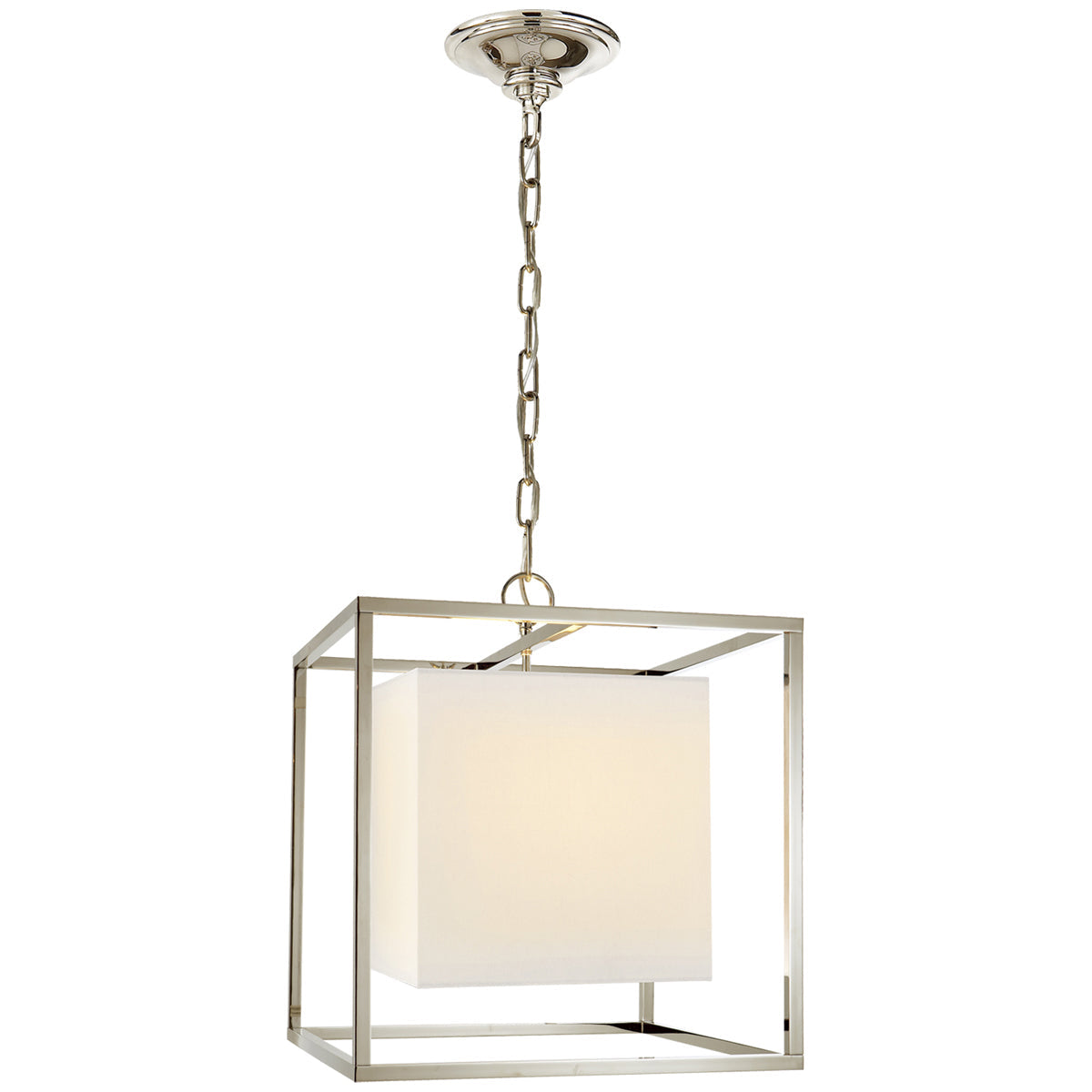 Visual Comfort Caged Small Lantern with Linen Shade