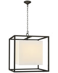 Visual Comfort Caged Medium Lantern with Linen Shade