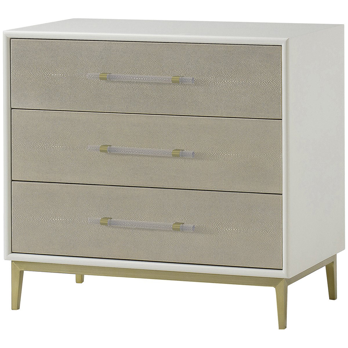 Sonder Living Alice 3-Drawer Nightstand - Emboss Faux Shagreen, Ivory