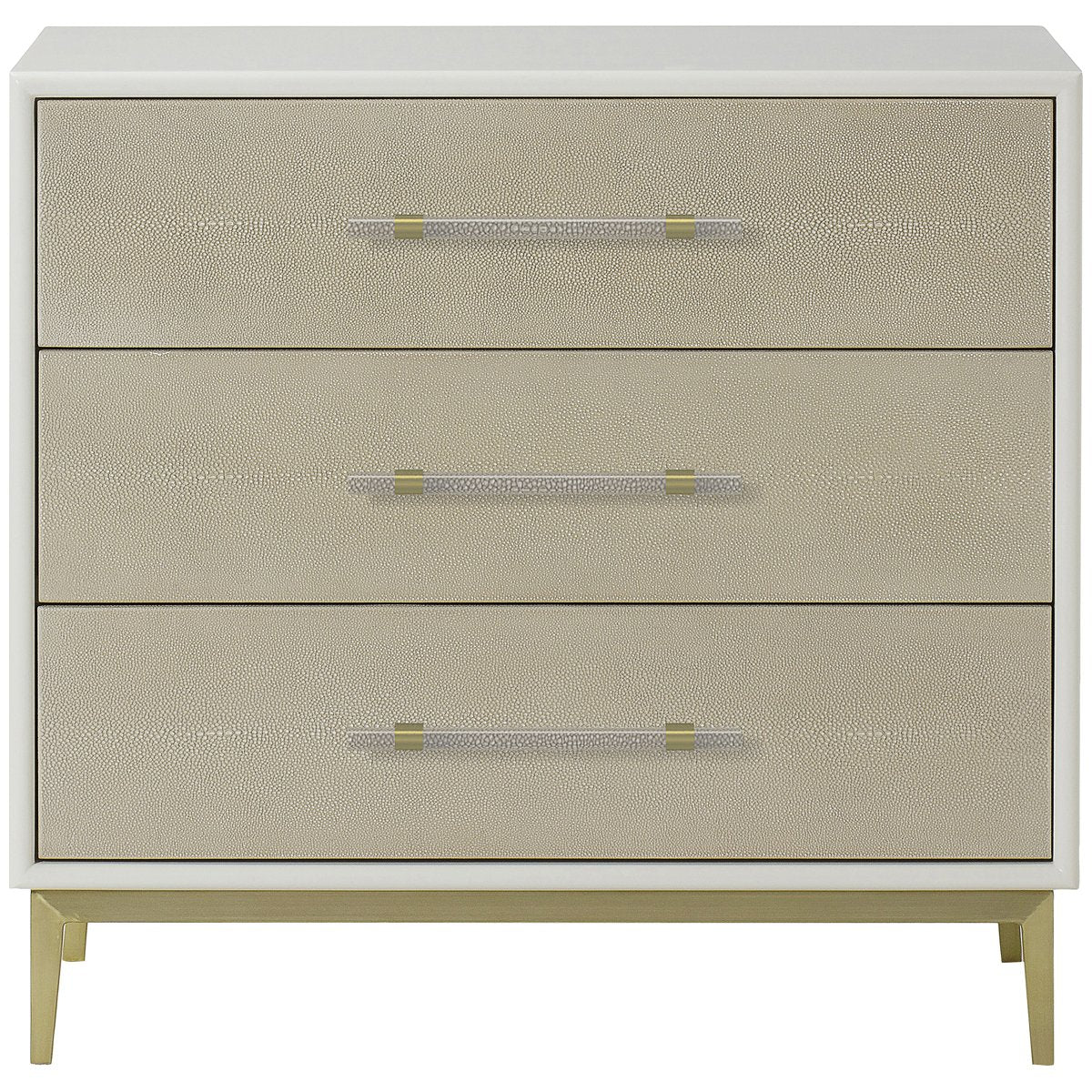 Sonder Living Alice 3-Drawer Nightstand - Emboss Faux Shagreen, Ivory