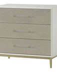 Sonder Living Alice 3-Drawer Nightstand - Emboss Faux Shagreen, Ivory