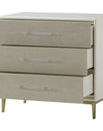 Sonder Living Alice 3-Drawer Nightstand - Emboss Faux Shagreen, Ivory