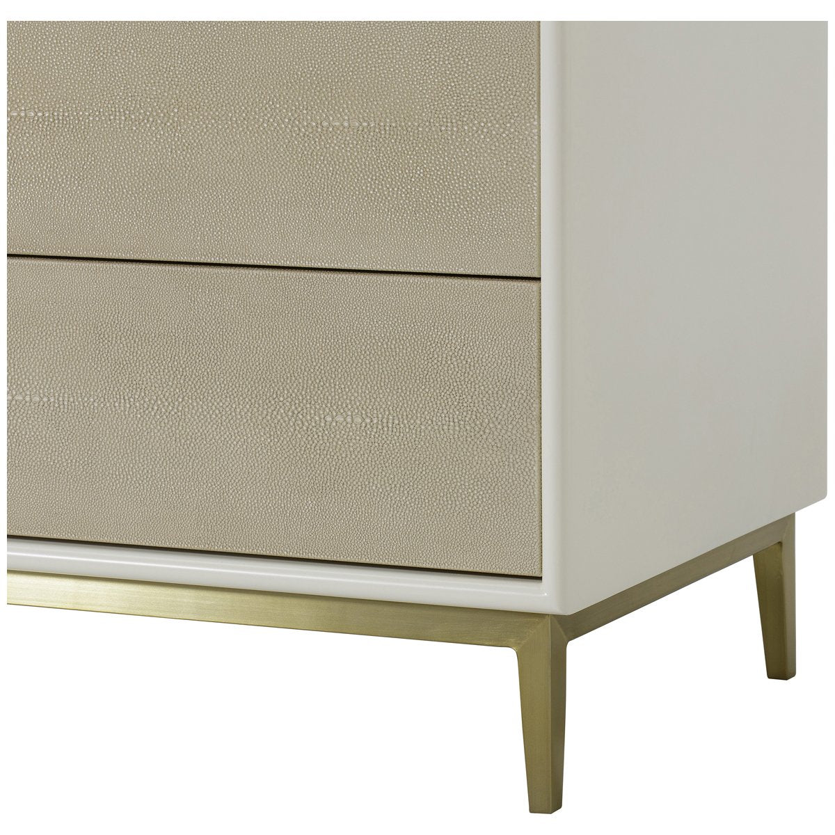 Sonder Living Alice 3-Drawer Nightstand - Emboss Faux Shagreen, Ivory