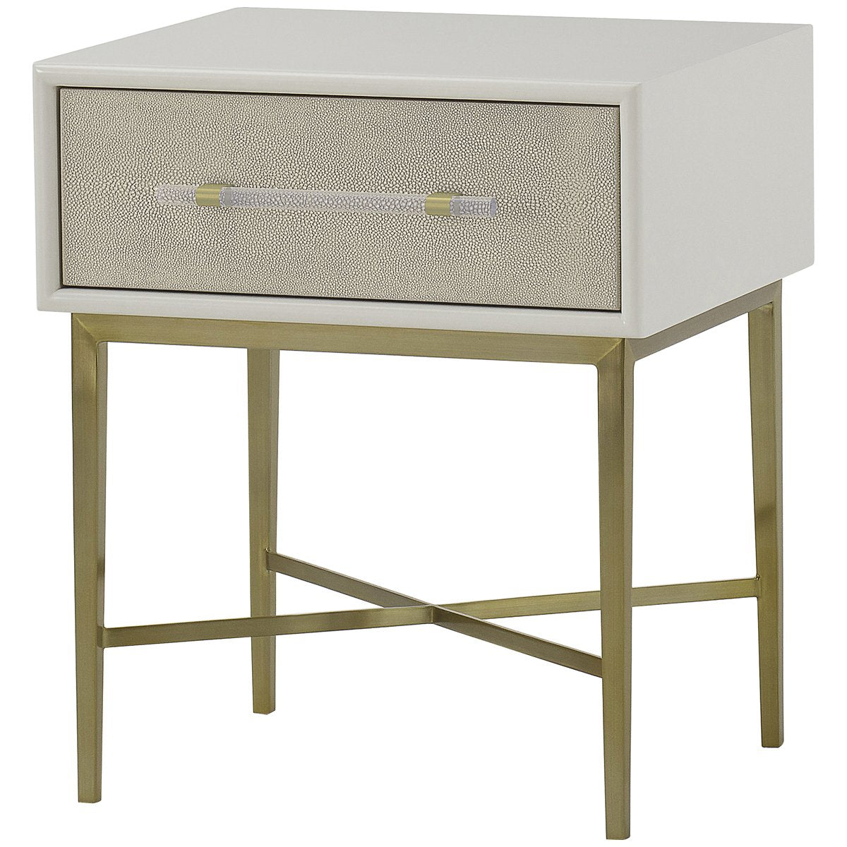 Sonder Living Alice 1-Drawer Nightstand - Emboss Faux Shagreen, Ivory