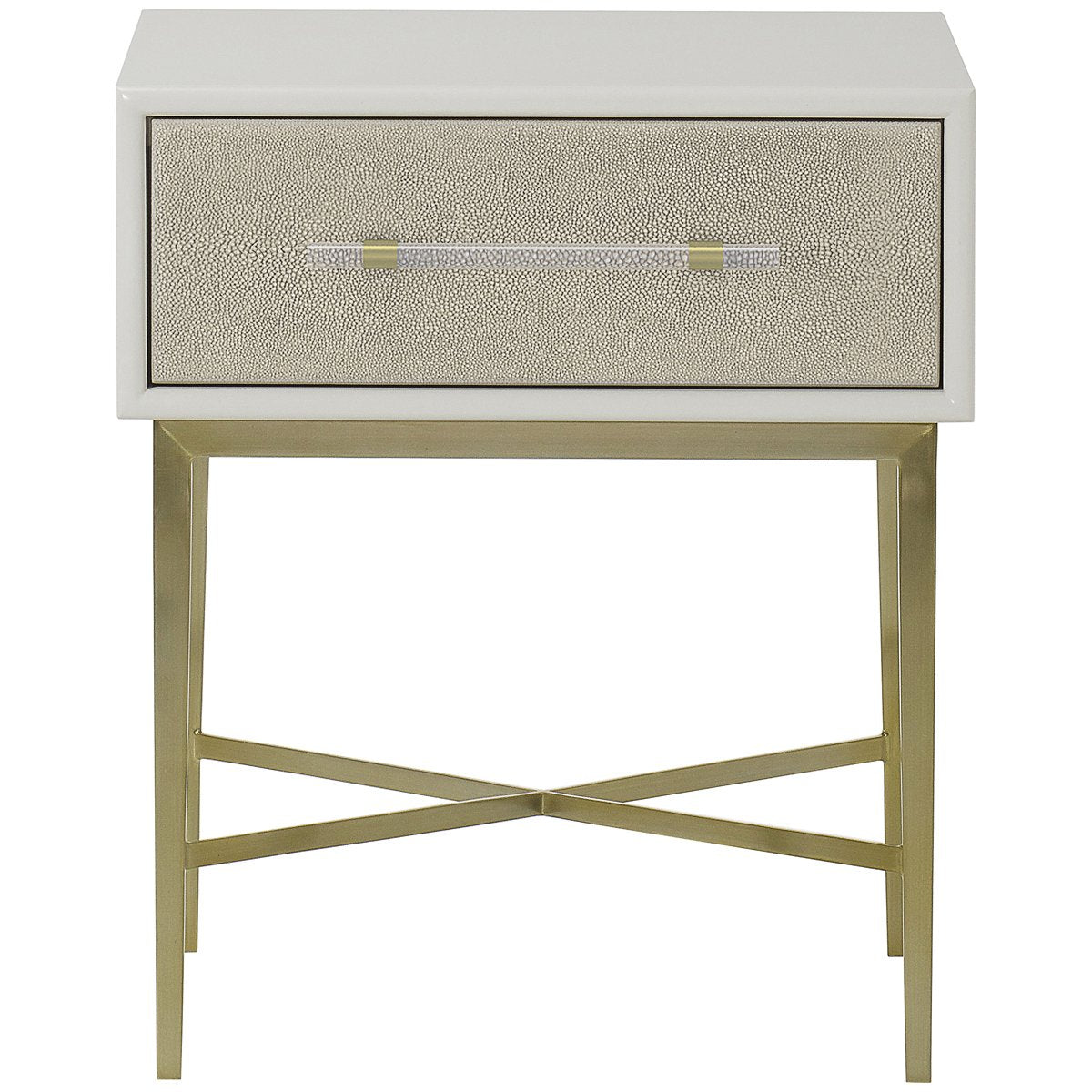 Sonder Living Alice 1-Drawer Nightstand - Emboss Faux Shagreen, Ivory