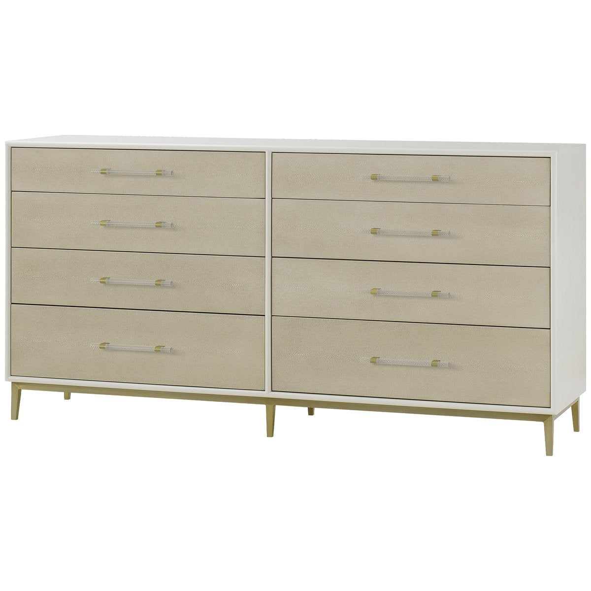 Sonder Living Alice 8-Drawer Dresser - Emboss Faux Shagreen, Ivory