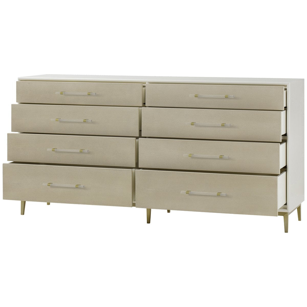 Sonder Living Alice 8-Drawer Dresser - Emboss Faux Shagreen, Ivory