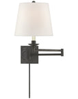 Visual Comfort Griffith Swing Arm Sconce with Linen Shade