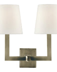 Visual Comfort Square Tube Double Sconce with Linen Shades